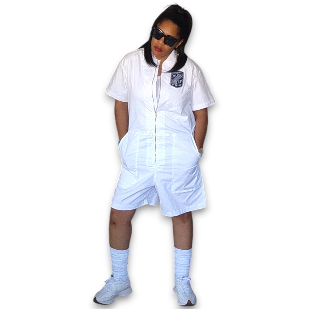 Houston White Adult Short Sleeve Flight Suit